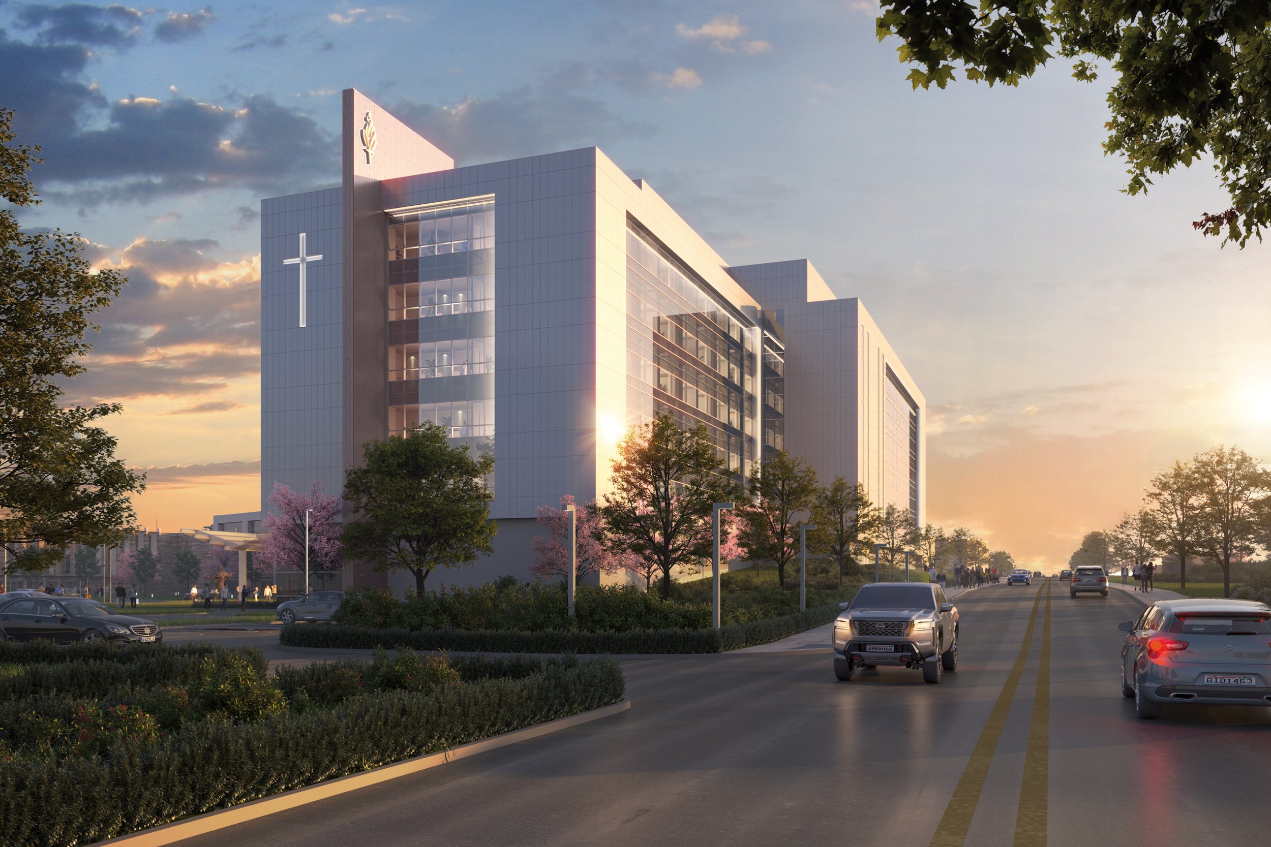 A rendering of a hospital.